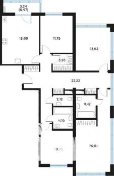 4-к квартира, вторичка, 113м2, 7/9 этаж