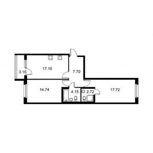 2-к квартира, строящийся дом, 66м2, 1/9 этаж