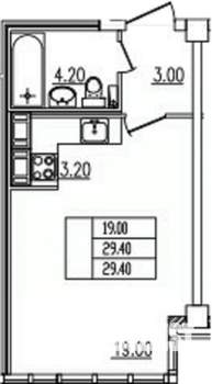Студия квартира, вторичка, 29м2, 3/5 этаж