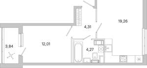 1-к квартира, вторичка, 42м2, 4/5 этаж