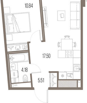 1-к квартира, вторичка, 38м2, 9/10 этаж
