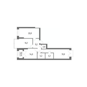 3-к квартира, вторичка, 94м2, 12/13 этаж