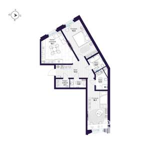 2-к квартира, вторичка, 78м2, 8/9 этаж