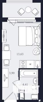 Студия квартира, вторичка, 22м2, 15/24 этаж