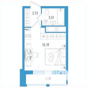 Студия квартира, вторичка, 23м2, 18/25 этаж