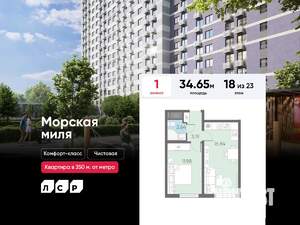 1-к квартира, вторичка, 35м2, 18/23 этаж