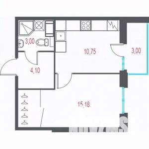 1-к квартира, строящийся дом, 35м2, 3/9 этаж