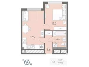 1-к квартира, вторичка, 38м2, 2/4 этаж