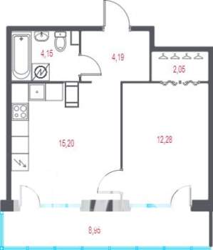 1-к квартира, вторичка, 41м2, 3/10 этаж