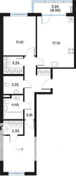 2-к квартира, вторичка, 65м2, 3/9 этаж