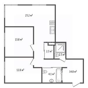2-к квартира, вторичка, 76м2, 4/8 этаж