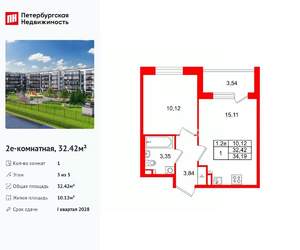1-к квартира, вторичка, 32м2, 3/5 этаж
