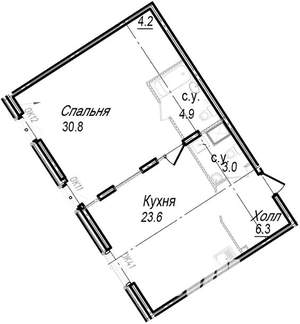 2-к квартира, строящийся дом, 69м2, 5/8 этаж