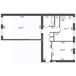 2-к квартира, вторичка, 63м2, 4/5 этаж