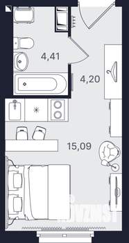 Студия квартира, вторичка, 24м2, 4/24 этаж