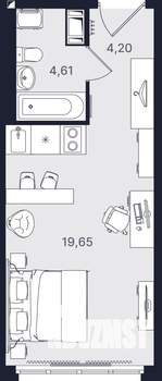 Студия квартира, вторичка, 28м2, 6/24 этаж