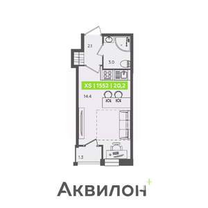 Студия квартира, строящийся дом, 20м2, 1/13 этаж