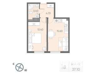1-к квартира, вторичка, 37м2, 12/25 этаж