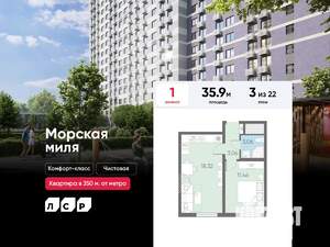 1-к квартира, вторичка, 36м2, 3/23 этаж