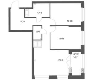 2-к квартира, вторичка, 61м2, 23/24 этаж