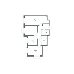 2-к квартира, вторичка, 76м2, 6/8 этаж