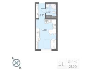 Студия квартира, вторичка, 21м2, 20/22 этаж