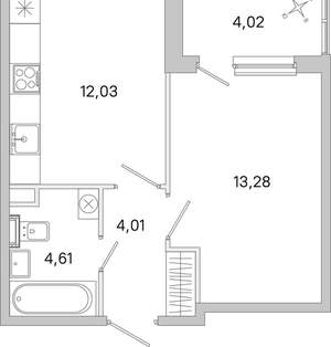 1-к квартира, вторичка, 36м2, 2/5 этаж
