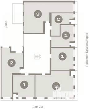 3-к квартира, вторичка, 93м2, 2/7 этаж