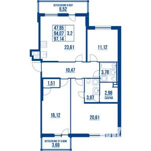 3-к квартира, вторичка, 97м2, 9/12 этаж