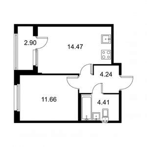 1-к квартира, строящийся дом, 36м2, 2/9 этаж