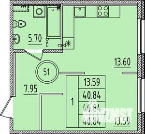 1-к квартира, вторичка, 41м2, 2/4 этаж