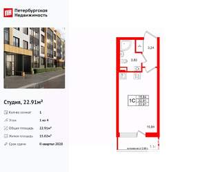 Студия квартира, вторичка, 23м2, 1/4 этаж