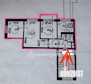 3-к квартира, вторичка, 54м2, 5/5 этаж