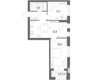 2-к квартира, вторичка, 65м2, 2/11 этаж