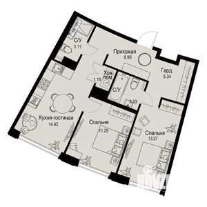 2-к квартира, вторичка, 61м2, 5/6 этаж