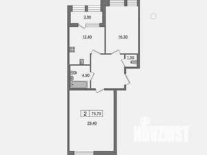 2-к квартира, вторичка, 76м2, 2/10 этаж