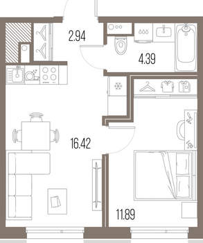 1-к квартира, строящийся дом, 36м2, 10/10 этаж