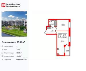 1-к квартира, вторичка, 36м2, 2/5 этаж