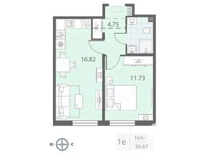 1-к квартира, вторичка, 37м2, 18/23 этаж