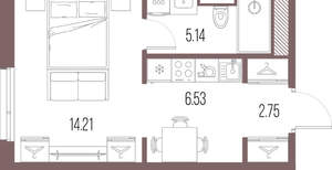 Студия квартира, строящийся дом, 29м2, 2/10 этаж