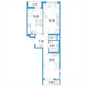 2-к квартира, вторичка, 62м2, 12/12 этаж