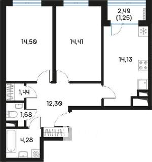 2-к квартира, вторичка, 64м2, 2/9 этаж