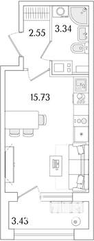 Студия квартира, вторичка, 23м2, 10/17 этаж