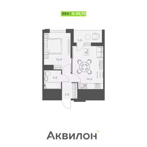 2-к квартира, вторичка, 35м2, 24/24 этаж