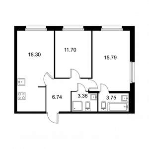 2-к квартира, вторичка, 60м2, 2/9 этаж