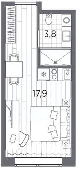 Студия квартира, вторичка, 22м2, 2/13 этаж