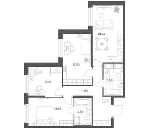 3-к квартира, вторичка, 79м2, 21/24 этаж