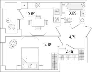 1-к квартира, вторичка, 37м2, 2/15 этаж