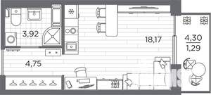 Студия квартира, вторичка, 28м2, 18/25 этаж