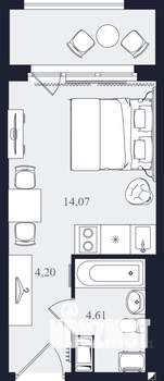 Студия квартира, вторичка, 23м2, 6/24 этаж